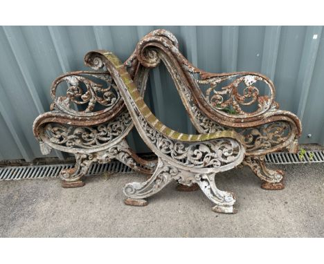 Victorian cast iron bench ends measures approx
