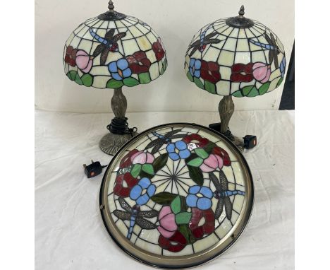 Tiffany style lamps and light shade height of lamps approximately 16 inches