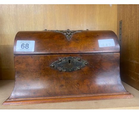 Vintage burr walnut jewellery box, no key, measures approximately