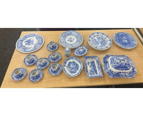 Large selection of vintage blue and white Spode ware to include cups, saucers, plates, tureen etc