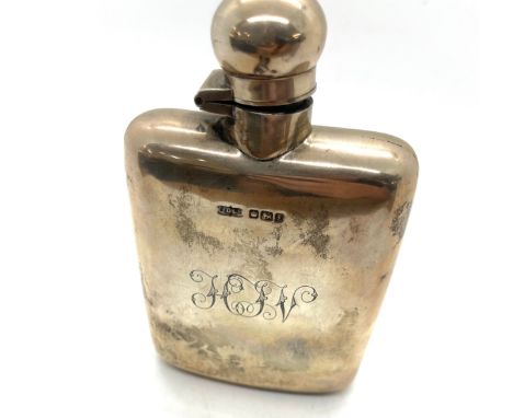 Hallmarked silver engraved hip flask, total weight 146g