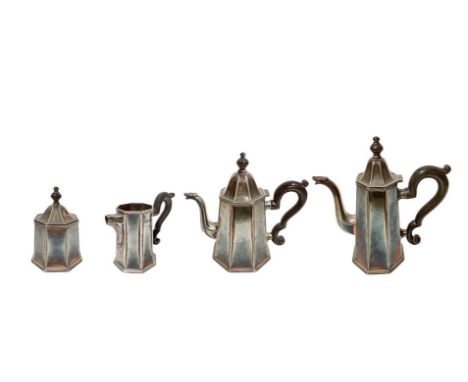 PA 77, Palermo silversmith Di Cristofalo (1971-2010). Consisting of coffee pot, teapot, sugar bowl and milk jug. teapot 22 cm