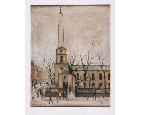Laurence Stephen Lowry (1887-1976)St Luke's Church, Old Street, LondonLithograph printed in colours, 1973, signed in pencil, 