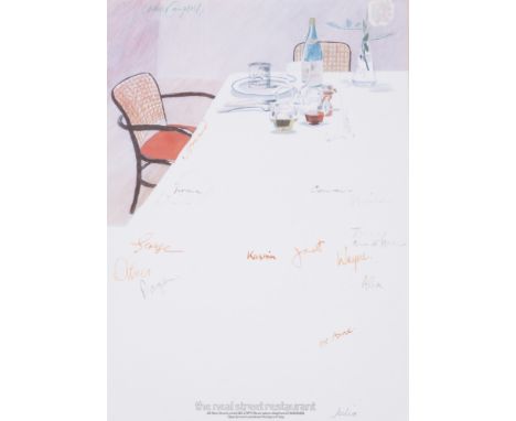 David Hockney (b.1937)Neal Street Restaurant Seating PlanA unique offset lithograph with a pen and ink drawing of a tin of ca
