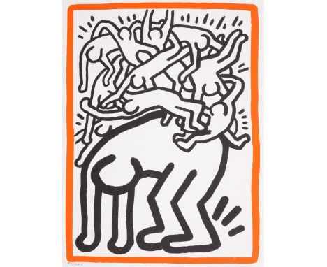 Keith Haring (1958-1990)Fight Aids Worldwide (Littmann p.168)Lithograph printed in colours, 1990, numbered from the edition o
