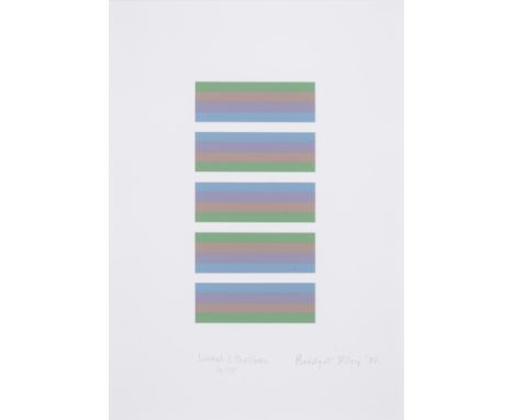 Bridget Riley (b.1931)Intervals 3, Blue/Green (Not in Tommasini &amp; Gubay)Screenprint in colours, 2021, signed, dated and t