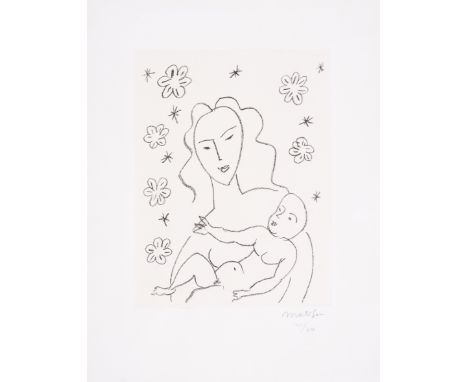 Henri Matisse (1869-1954)Vierge et Enfant sur Fond de Fleurs et d'Étoiles (Duthuit 646)Lithograph, 1950-1951, signed in penci