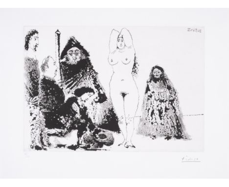 Pablo Picasso (1881-1973)Young Man Kneeling before Nude with Procuress and Others, from Series 347 (Bloch 1594)Aquatint, 1968