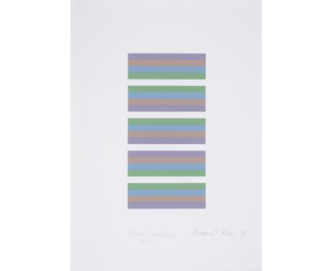 Bridget Riley (b.1931) Intervals 3, Green/Purple (Not in Tommasini & Gubay) Screenprint in colours, 2021, signed, dated and t