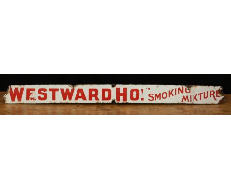 Advertising, Tobacciana and Smoking Interest - a rectangular shaped single sided enamel strip sign, red lettering on a white 