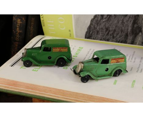 Tri-ang Minic (Lines Brothers) tinplate and clockwork 2M Ford light van, dark green body with decals 'MINIC TRANSPORT, EXPRES