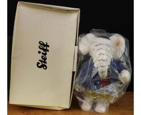 Steiff (Germany) EAN 653612 Edward Trunk Elephant from Rupert the Bear, trademark 'Steiff' button to ear with red and yellow 