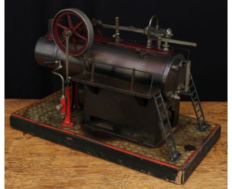 An early 20th century Georges Carette &amp; Cie (Nüremberg, Germany) live steam horizontal stationary steam engine, fitted wi