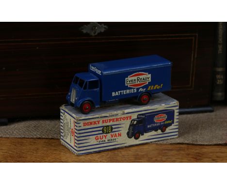 Dinky Supertoys 918 Guy van, dark blue cab, chassis, wheel arches and van, 'EVER READY, BATTERIES FOR LIFE!" decals to sides,