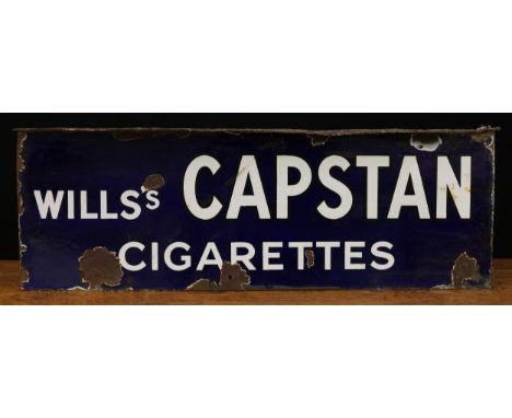 Advertising, Tobacciana and Smoking Interest - a rectangular shaped double sided flanged enamel sign, white lettering on a co