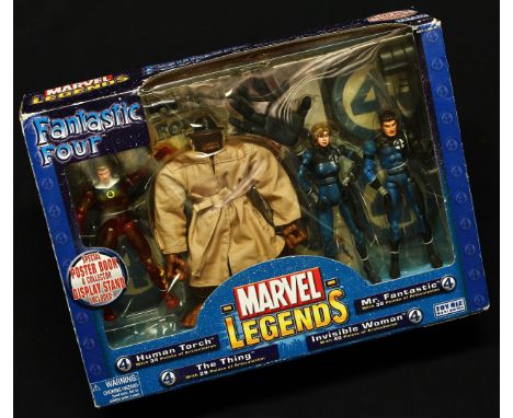 Toy Biz Marvel Legends multiple action figure set, V-10 Item No.70346 Fantastic Four set including Human Torch, The Thing, Mr