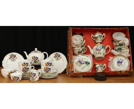 Juvenalia and Memories of Childhood - a 1930's Japanese child's part tea service, decorated with flowers, comprising a teapot