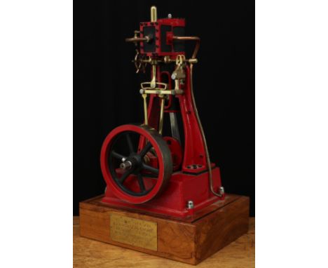 A well-engineered live steam model of a H.Clarkson &amp; Son 2x2 vertical engine, designed on the 5th June, 1969 and built by