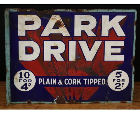 Advertising, Tobacciana and Smoking Interest - a rectangular shaped double sided flanged enamel sign, white lettering with re