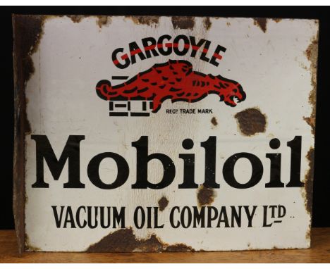 Advertising, Automobilia Interest - a rectangular shaped double sided flanged enamel sign, black lettering on a white ground 
