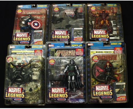 A collection of Toy Biz Marvel Legends action figures, from the Series VIII, comprising V-63 Item No.71126 Ultimate Captain A