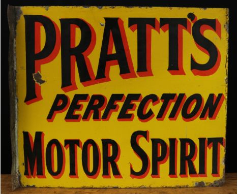 Advertising, Automobilia Interest - a rectangular shaped double sided flanged enamel sign, black lettering with red drop shad