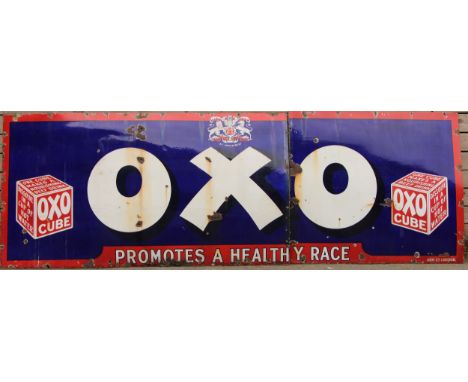 Advertising - a substantially large two piece rectangular shaped pictorial enamel sign, white lettering with black drop shado