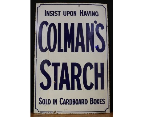 Advertising - a rectangular shaped single sided enamel sign, cobalt blue lettering on a white ground with cobalt blue border 