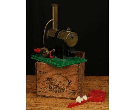 A Bowman Models (Dereham, Norfolk, England) live steam horizontal stationary steam engine, brass cylinder and piston, turned 