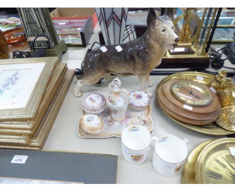 TWO SHELLEY CHINA GEORGE VI CORONATION MUGS, FOR CHADDERTON AND SUNDRY CHINA AND GLASS AND A MELBA WARE LARGE MODEL OF AN ALS