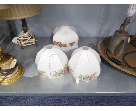 THREE EARLY 1900's GLASS CEILING LIGHT SHADES (3) 
