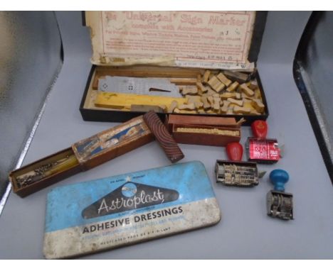 vintage Hand printing items and lino cutting tool
