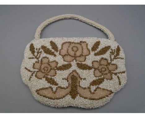 Laura Ashley vintage beaded bag, beaded both sides, spare beads inside 18x12 cm