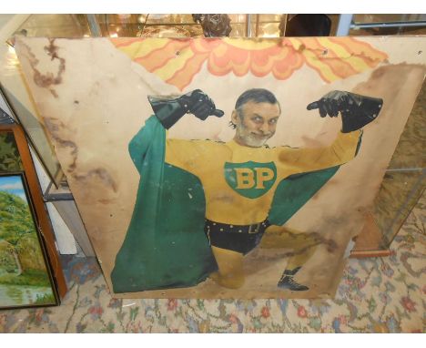 Vintage BP Poster mounted on hardboard 29 x 33 inches