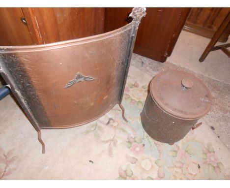 Metal Firescreen and coal bucket