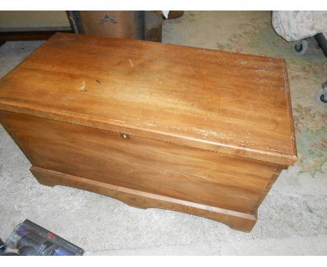 Vintage Elm Trunk with pine candle box with drawer 40 x 20 inches 22 tall
