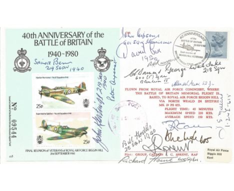 40th Anniv Battle of Britain Signed by 14 Pilots, Crew, involved in the Battle of Britain. 20 Sep 1980 BFPS1719 Last Reunion 