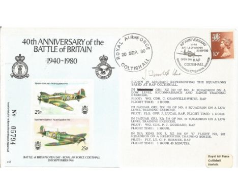 WW2 Wg Cmdr John Dunlop Urie Hand signed 40th Anniversary of the Battle of Britain 1940 1980 FDC. Postmarked RAF Coltishall 2