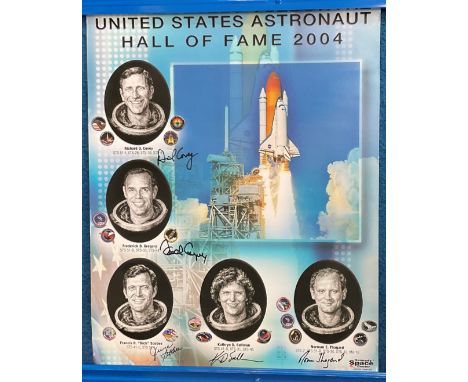 MULTI SIGNED United States Astronaut Hall of Fame 2004 poster. Designed for the Kennedy Space Centre. Hand signed by Richard 