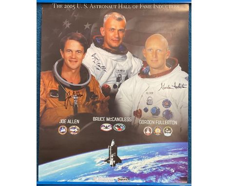 MULTI SIGNED 20x16 The 2005 US Astronaut Hall of Fame Inductees Colour Poster. Designed for the Kennedy Space Centre. Signed 