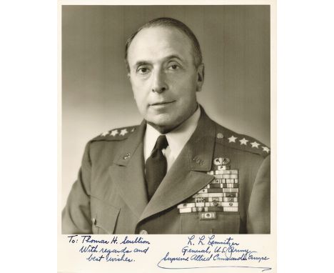 Lyman Louis Lemnitzer (American Army General) signed 10x8 black and white photo. Dedicated. Included is a printed biography. 