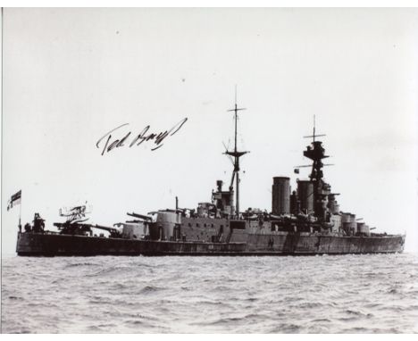 HMS Hood 8x10 inch photo hand signed by Ted Briggs who at the time of signing was the last living survivor of the sinking of 