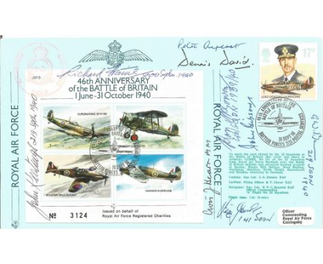 JSF9c 46th Anniversary Battle of Britain Signed by 9 Battle of Britain Pilots Crew 16 Sept 86 BFPS 2123 46th Anniversary Batt