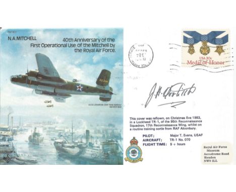 40th Anniv use of Mitchell By RAF Signed Gen Doolittle, Doolittle Raid Air Force Postal Service APO postmark. N A Mitchell RA