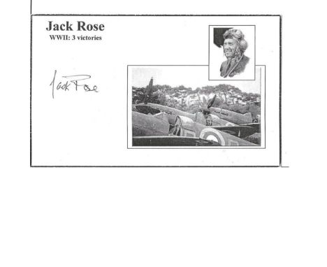 Jack Rose signed 6x4 World War II white card with black and white image. Jack Rose, CMG, MBE, DFC (18 January 1917 10 October