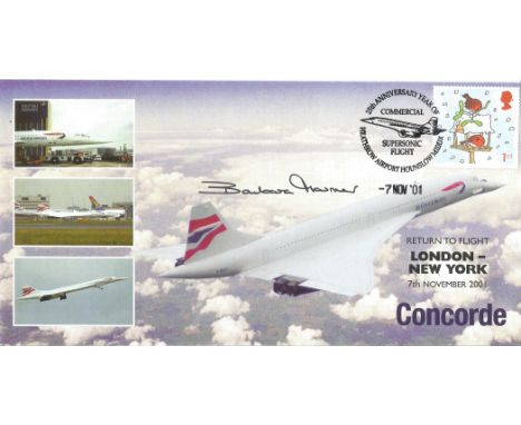 Rare Concorde Cover Signed by Barbara Harmer Concorde Female Pilot flown7 No 01 Heathrow Concorde Cover London - New York Flo