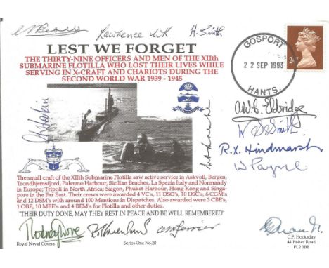 Rare Lest we Forget X Craft &amp; Chariots Signed 12 X Craft/Chariot WW11 members 22 Sep 1993 Gosport. Fiftieth Anniversary o