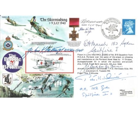 Battle of Britain Skirmishing Signed Devitt, Marsh, Edwards, Booth. Gear, Keatings All Battle of Britain 23 Jan 90 BFPS 2216 