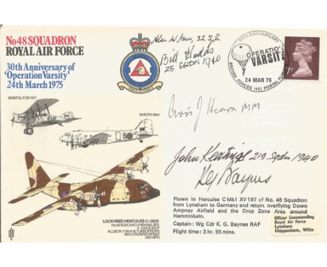 RAF 48 Sqn Signed Hercules Pilot &amp; 4 Battle of Britain, Pilot Crew WAAF. 24 Mar 75 BFPS 1491 30th Anniversary Operation V