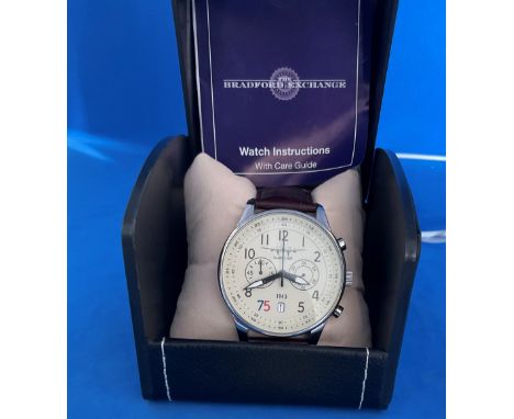 Dambusters Watch from The Bradford Exchange. In original box, in good used condition. A unique collector's item. Brown Leathe
